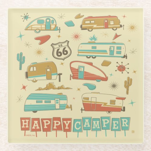 Route 66 Happy Camper Glass Coaster