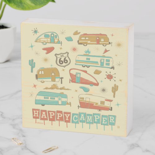 Route 66 Happy Camper Wooden Box Sign