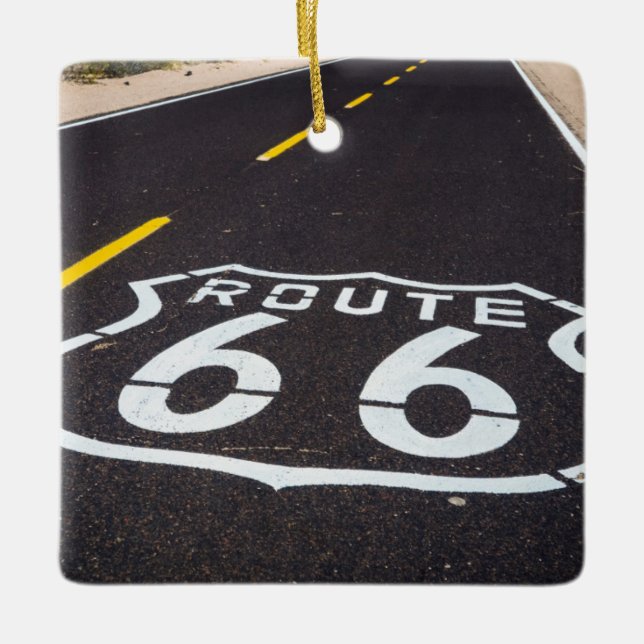 Route 66 highway marker, Arizona Ceramic Ornament (Front)