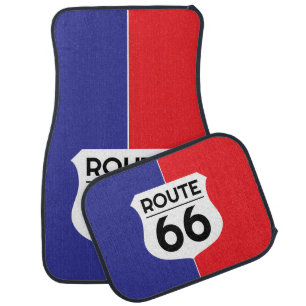 Route 66 highway sign custom color car mats