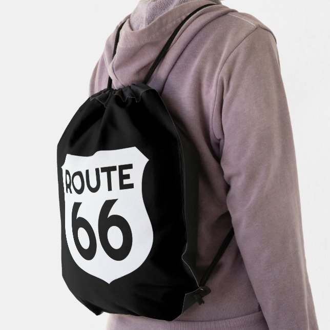 Route 66 highway sign custom drawstring backpack (Insitu)