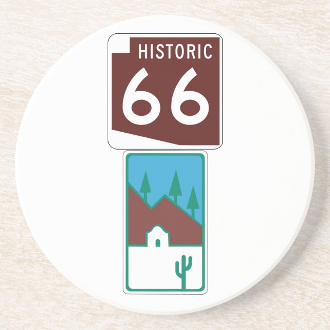 Route 66 - Historic 66 & Scenic Road Drink Coaster (Front)