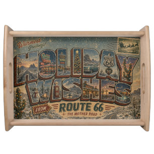 Route 66 Holiday Wishes Hosting Decor Serving Tray