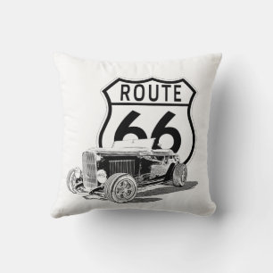 Route 66 Hot Rod Throw Pillow