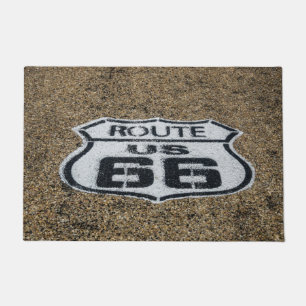 Route 66 in US Highway Shield Painted on Pavement Doormat