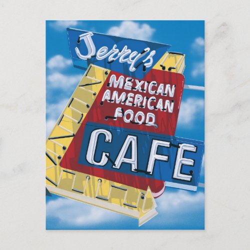 Route 66 Jerrys Cafe Diner Painting Postcard