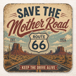 Route 66 Keep The Drive Alive Stationery Square Paper Coaster