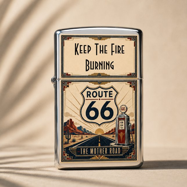Route 66 Keep The Fire Burning Roadside Art Zippo Lighter (Creator Uploaded)