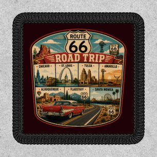 Route 66 Landmarks Illustration Travel Art Badge