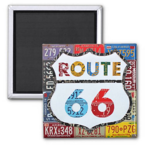 Route 66 License Plate Art by Design Turnpike Magnet