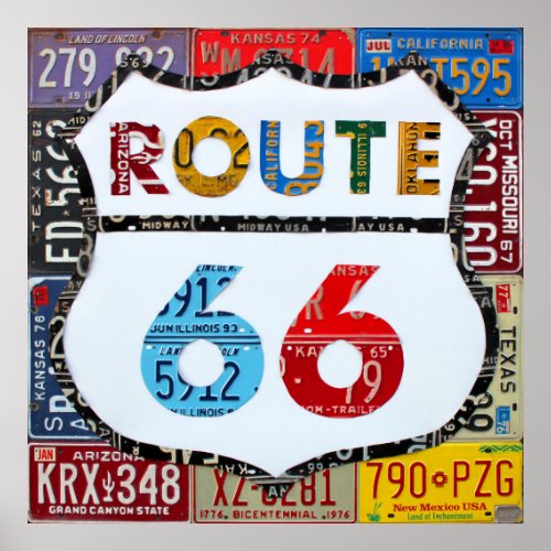 Route 66 License Plate Art by Design Turnpike Poster