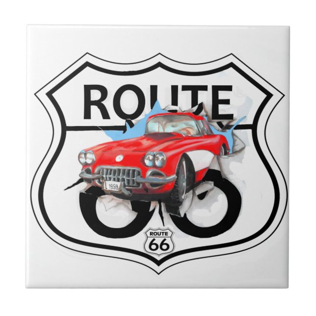 Route 66 life style love the freedom ceramic tile (Front)
