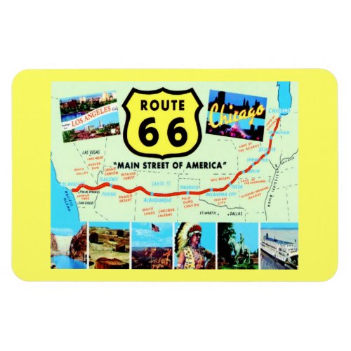 Route 66 Main Street of America Vintage Postcard Magnet