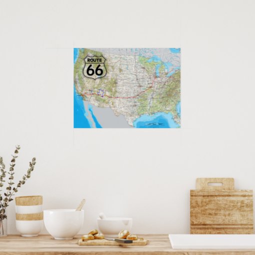 Route 66 Map Poster Zazzle