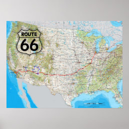 Route 66 Map Poster