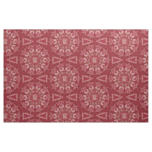 Route 66 Medallion Print Brick Red Fabric