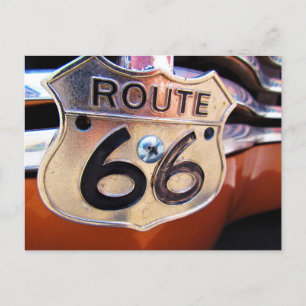 Route 66 Metal Decal Vintage Car Grille Postcard
