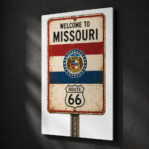 Route 66 Missouri Vintage Americana Welcome Metal Print