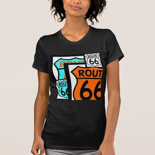 Route 66 Mix Shield Black T-Shirt (Front)