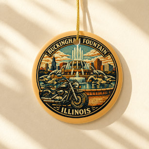 Route 66 Mother Road Chicago Holiday Ceramic Ornament