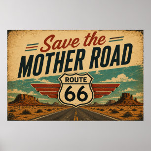Route 66 Mother Road Desert Vista Poster