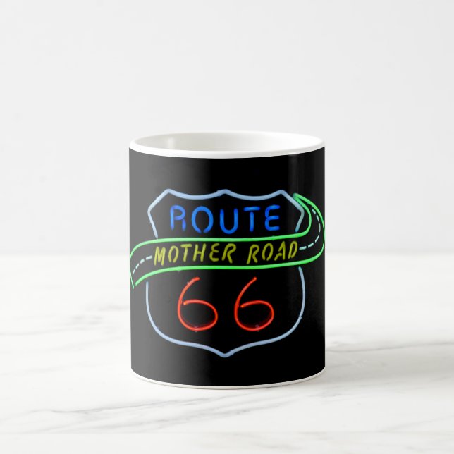 Route 66 Mother Road Neon Sign Coffee Mug (Center)