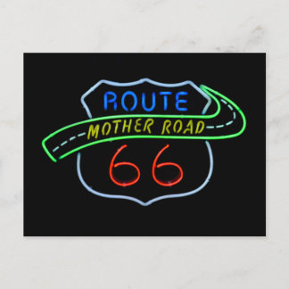 Route 66 "Mother Road" Neon Sign Postcard