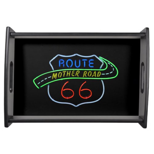 Route 66 Mother Road Neon Sign Serving Tray