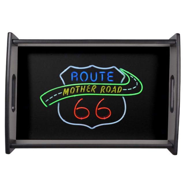 Route 66 Mother Road Neon Sign Serving Tray (Front)