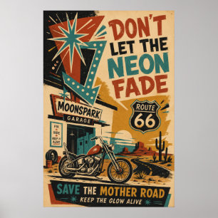 route 66 Motorcycle Garage Americana Wall Art