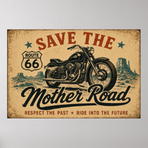 Route 66 Motorcycle Road Legend Poster