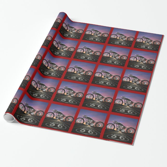 Route 66 Motorcycle - SRF Wrapping Paper (Unrolled)