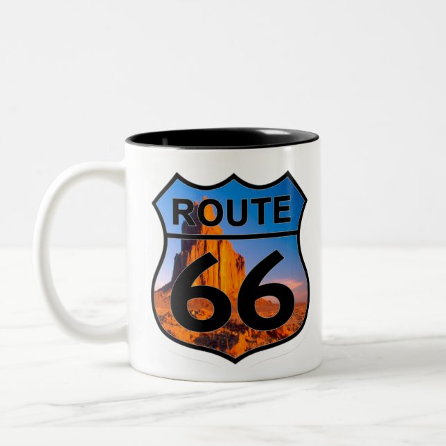 route 66 mountain Two-Tone coffee mug (Left)