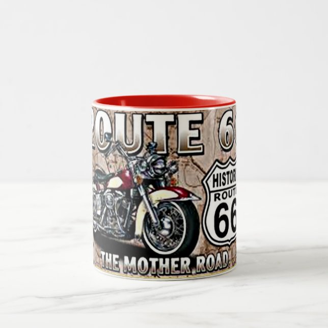 ***ROUTE 66 MUG*** LEGENDARY HIGHWAY Two-Tone COFFEE MUG (Center)