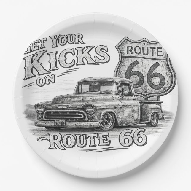 Route 66 Napkins Paper Plates (Front)