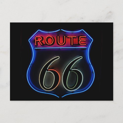 Route 66 Neon Highway Sign Postcard