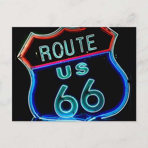 Route 66 neon sign photo postcard