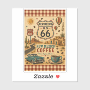 route 66 New Mexico Coffee Desert Travel Vibe Sticker