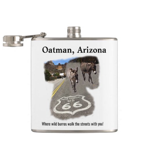 Route 66 Oatman Arizona Burros On The Street Coffe Flask