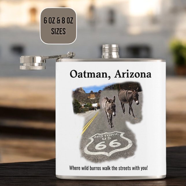 Route 66 Oatman Arizona Burros On The Street Coffe Flask (front design view)
