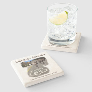 Route 66 Oatman Arizona Burros On The Street Stone Coaster