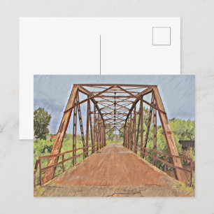 Route 66 Oklahoma Rock Creek Bridge Watercolor Postcard