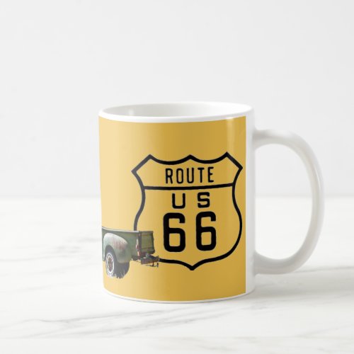 Route 66 Old American Truck gold Coffee Mug
