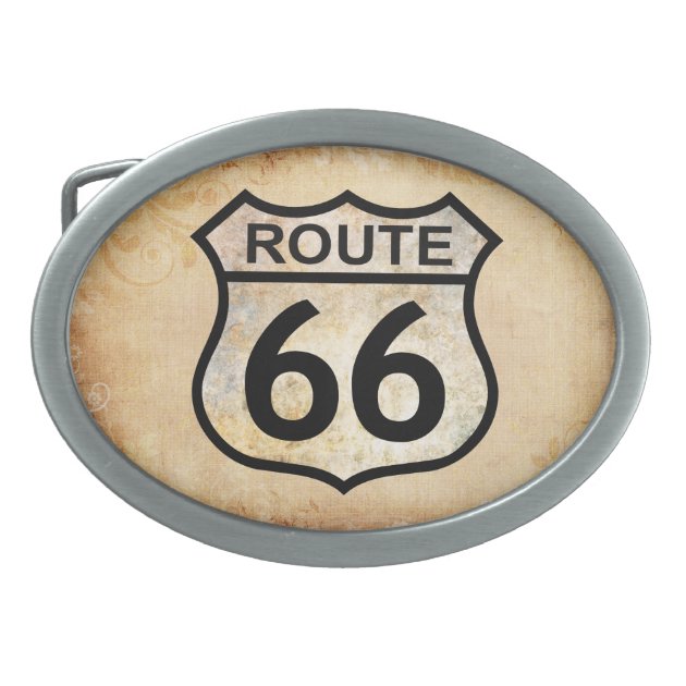 Route 66 oval belt buckle | Zazzle