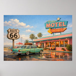 Route 66 Paradise Motel Roadside Glow Poster