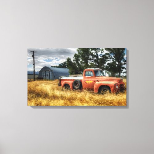 Route 66 Pick Up Truck Watercolor Art Painting Canvas Print