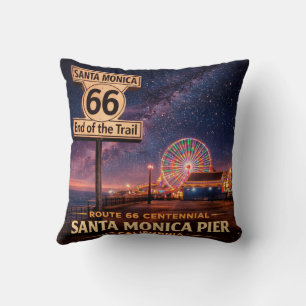 Route 66 Pier Lights Sofa Accent Throw Pillow