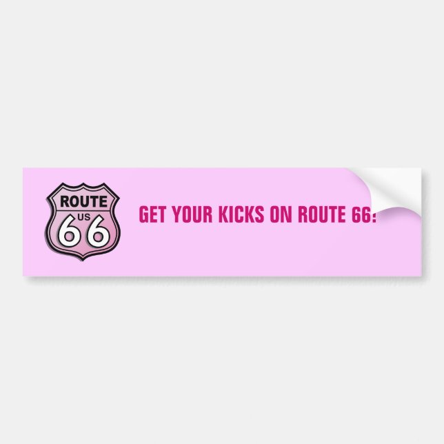 Route 66 Pretty Pink Bumper Sticker (Front)