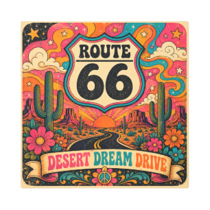 Route 66 Psychedelic Desert Dream Drive Metal Print