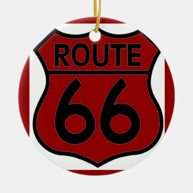 route 66 red CUSTOMIZE IT! Ceramic Ornament (Front)